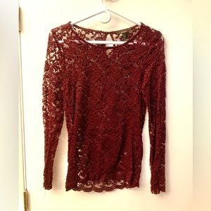 Burgundy Lace Top